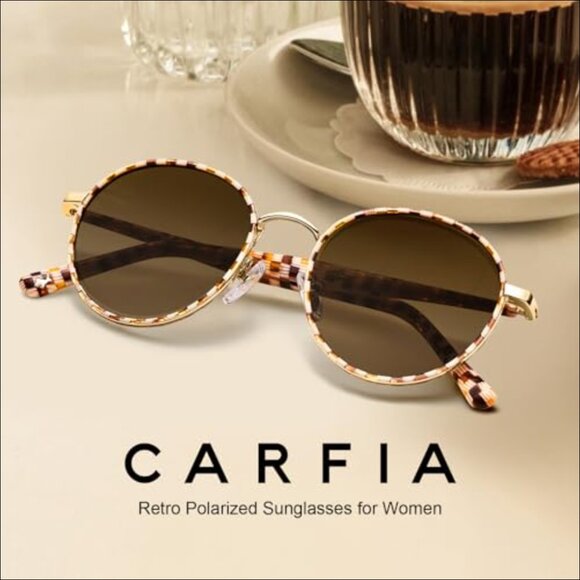 Retro Round Polarized Sunglasses with Acetate Arms Metal  display picture 3